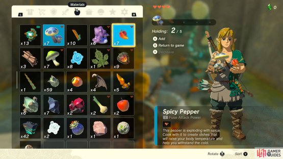 Select Ingredients from your Inventory