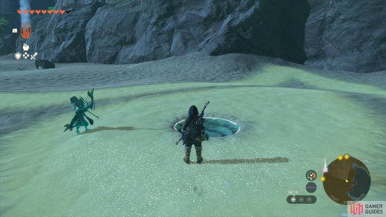 to find the tear on the left side of the geoglyph.
