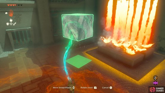 Give the ice cube a quick dip under the fire
