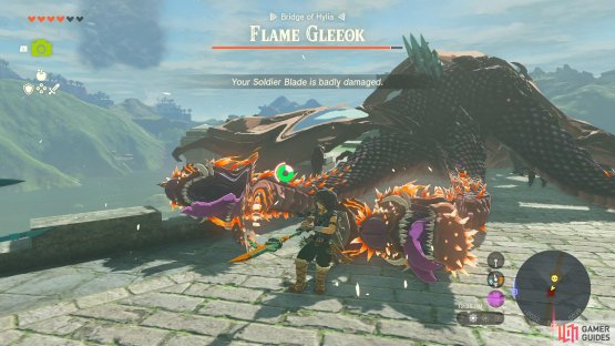 Striking the !Flame Gleeok when it becomes downed