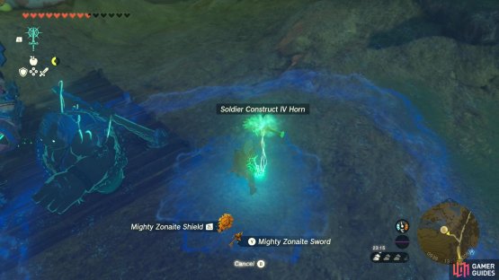 Fuse a Construct part to your Zonaite weapon for a big damage boost