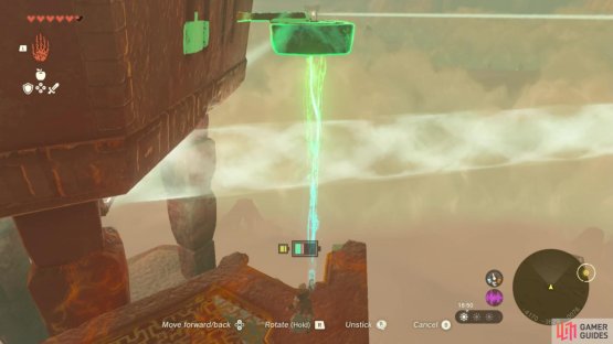 Use the hover stone zonai device to get the stick up to the top of the pillars