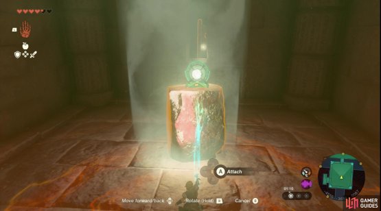Use the brick as a platform for the mirror and make the light bounce out into the main temple area