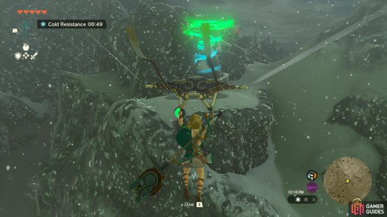 Glide over to the shrine from Rospro Pass Skyview Tower