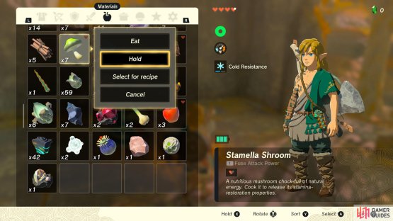 Select the hold option in the inventory