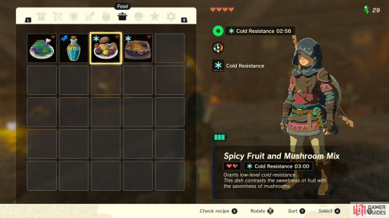 or you can equip Temperature Resistant Food.