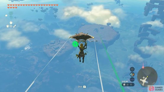 Gliding to the area where the crystal is located