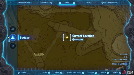 The location of the shield on the map