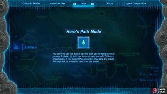 Hero&rsquo;s Path Mode is basically a recollection of your journey, on the map.