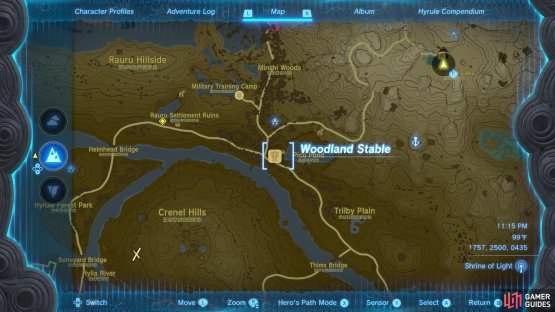Start your journey to Goron City from the Woodland Stable.