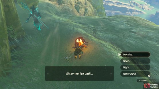 You can make a campfire if you need to change the time of day.