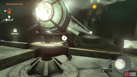 Rotate this mirror to hit the one on the central platform