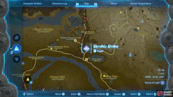 Ekochiu Shrine is very close to where the Hinox will be located.