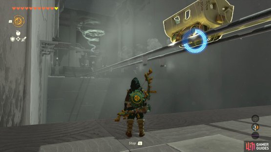 Recall the cart and jump inside and wait for it to take you across!