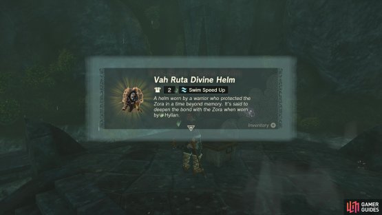 then pass behind the second waterfall inside the cave to find the helm!