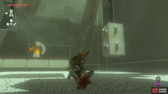Ascend through a pillar to the right of a crystal inside the cage,