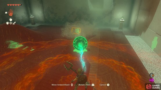 then use the fan to disperse sand to reveal a chest containing a key.