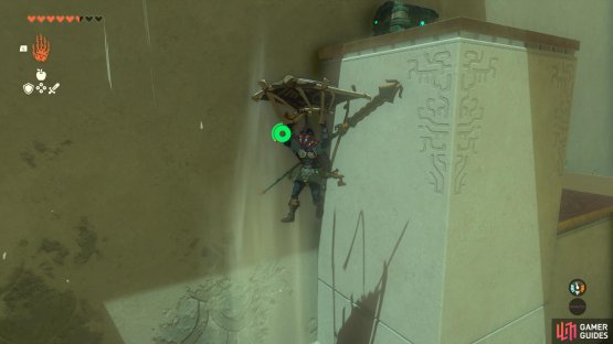 Use the fan to paraglide up to the chest