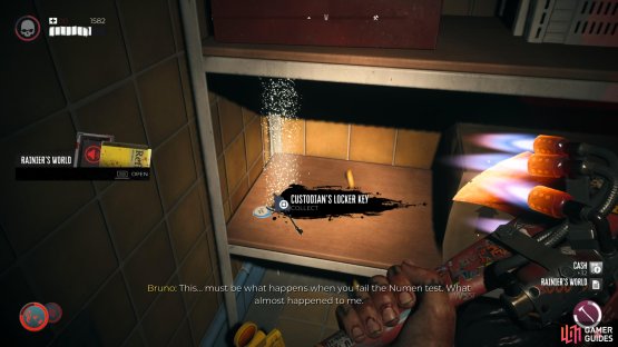 The Custodian&rsquo;s Locker Key are laying on a shelf in Rainier&rsquo;s closet.