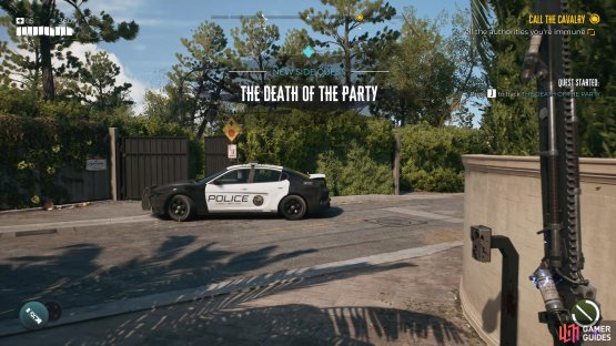 You need to interact with the security camera shown here on the right.