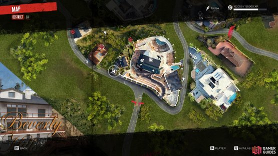 The location of the Perfect Villain zombie in Beverly Hills.