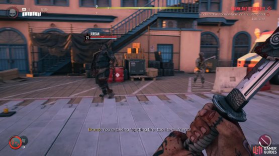Jordan spits fire, use ranged weapons to take him out quickly.