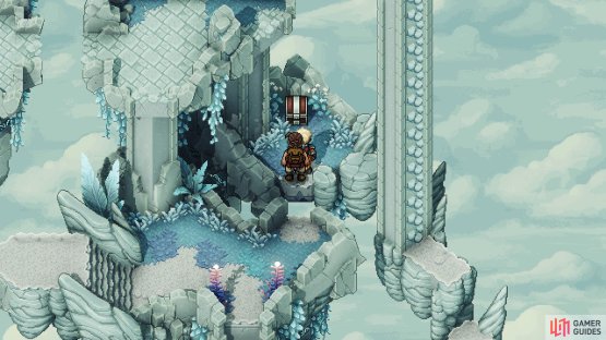 The chest on the right path is right before dropping down.