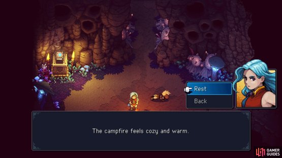Campfires are spots where you can rest (and later, cook food).