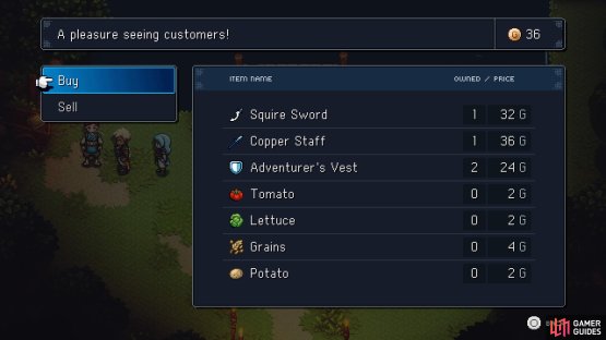 The merchant at Sunglow Lake will be selling some new weapons.