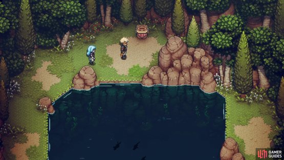 Head to the northern end of the lake to find a basket with some food in it.