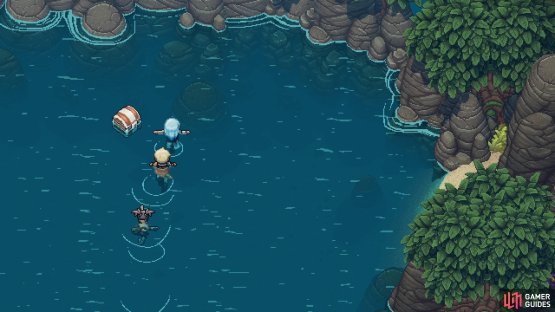 and swim to the northwestern corner to find the chest with Question Pack #4.