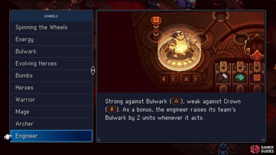 The Engineer is weak against the Crown, but can build up your own Bulwark.
