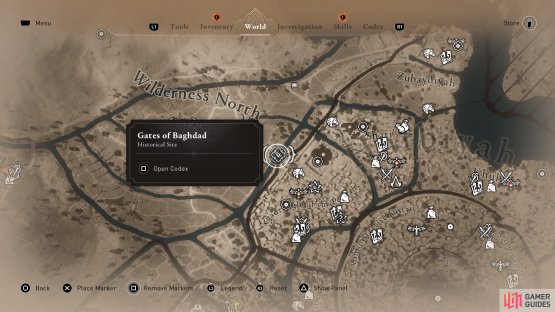 The location of the Gates of Baghdad site on the map.