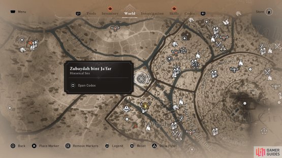 The location of the Zubaydah bint Ja&rsquo;far site on the map.
