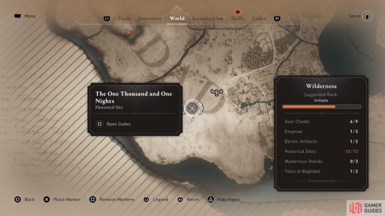 The location of The One Thousand and One Nights site on the map.