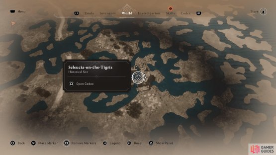 Look for some ruins in the southeastern corner of the map.