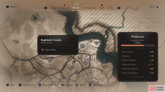 The location of the Baghdad&rsquo;s Canals site on your map.