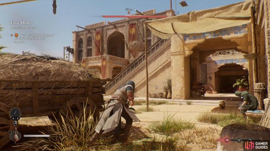 You can see the balcony and the beam from which you can assassinate Al-Ghul once you&rsquo;ve created the distraction.