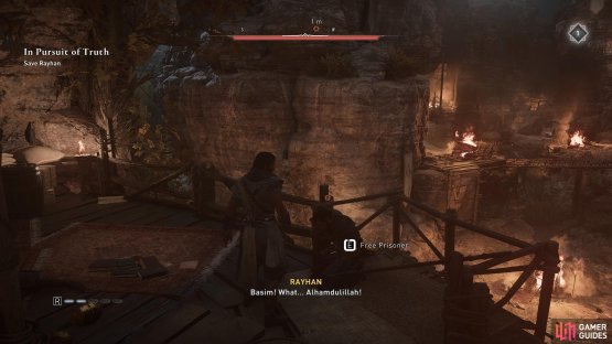After defeating the guards, free Rayhan to begin a scene.