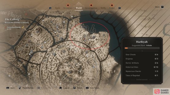 The general location of the second mysterious shard in the Harbiyah region.