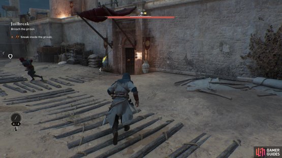 With the guards distracted, you have your chance to infiltrate the prison.