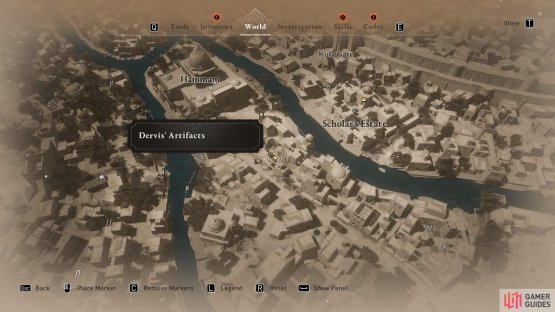 The third artifact will be located south of Hammam.