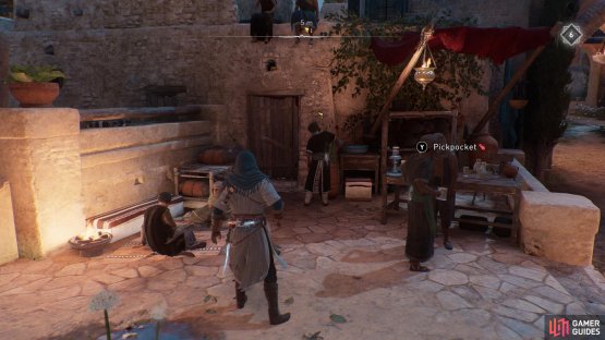 The artifact is southeast of the Winter Palace with an NPC in the courtyard.