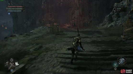 Follow the path up to the shrine to Adyr, earning some Charred FIngers, a new Vestige, and Damarose if you didn’t cleanse the beacon in the Forsaken Fen.