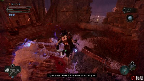 When you are at the umbral blocker in the Bramis Castle grounds, you will find a memory in this circular ruin, revealing the fate of our good friend Drustan.