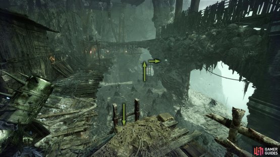 Enter the Umbral Realm and take the ladder down. Then, when you&rsquo;ve got the bowl, climb the ladder on the other side.