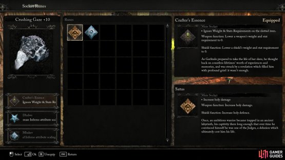 This is the rune setup for the Crushing Gaze.