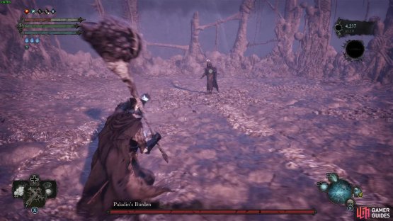 Go to the Path of Devotion, located to the right of the Bell-Rise boss, and work your way down to the Sin Piercer Archer. When it&rsquo;s safe enter the umbral and make a path over to the floating arena island and fight the Paladin&rsquo;s Umbral form.