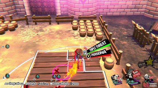 then position her near the corner of a distant platform to ensure she&rsquo;s contributing as much as possible to the Triple Threat attack that will finish this map.