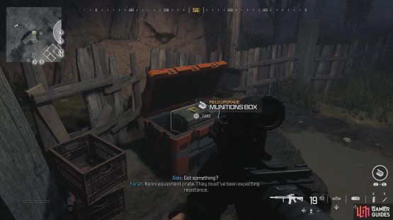 to find the Munition Box sitting in a wooden hut.